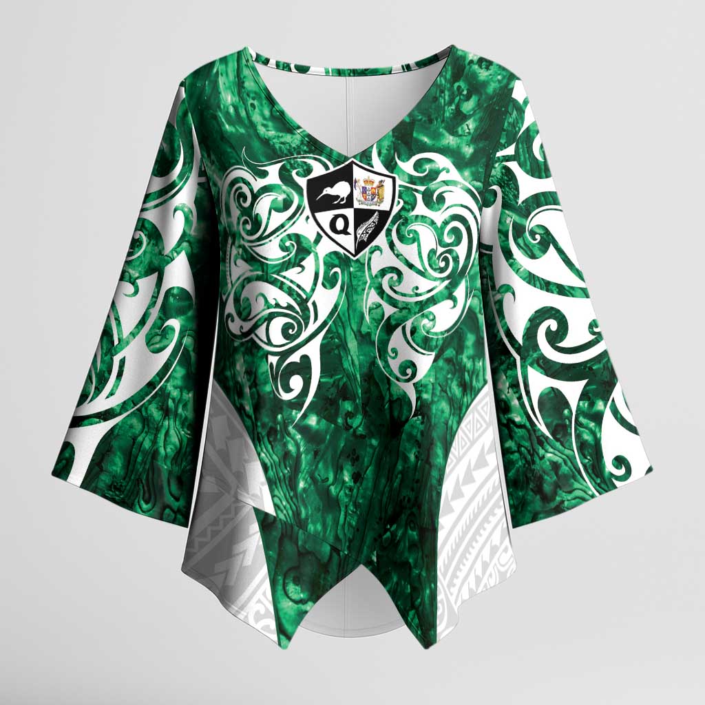 Queensland Maori Kiwi Personalised Kimono Sleeve Blouse Kikirangi Papua Shell Maori Tribal Tattoo - Aussie Hoodie