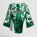 Queensland Maori Kiwi Personalised Kimono Sleeve Blouse Kikirangi Papua Shell Maori Tribal Tattoo - Aussie Hoodie