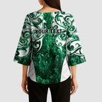 Queensland Maori Kiwi Personalised Kimono Sleeve Blouse Kikirangi Papua Shell Maori Tribal Tattoo - Aussie Hoodie
