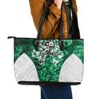 Queensland Maori Kiwi Personalised Leather Tote Bag Kikirangi Papua Shell Maori Tribal Tattoo