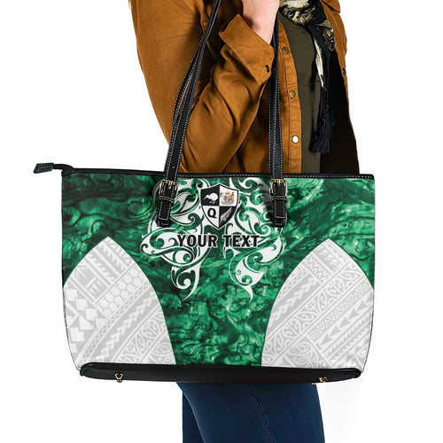 Queensland Maori Kiwi Personalised Leather Tote Bag Kikirangi Papua Shell Maori Tribal Tattoo