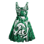 Queensland Maori Kiwi Personalised Midi Dress Kikirangi Papua Shell Maori Tribal Tattoo - Aussie Hoodie