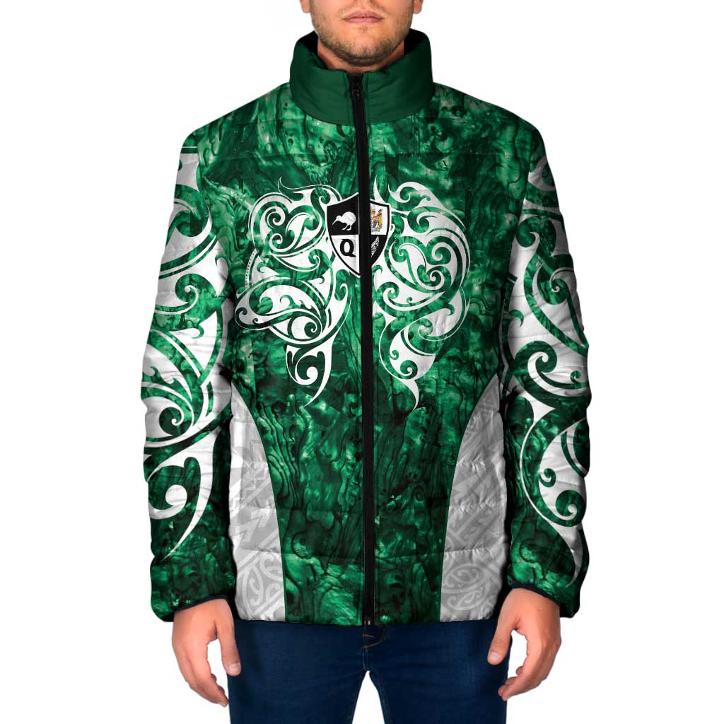 Queensland Maori Kiwi Personalised Padded Jacket Kikirangi Papua Shell Maori Tribal Tattoo - Aussie Hoodie