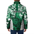 Queensland Maori Kiwi Personalised Padded Jacket Kikirangi Papua Shell Maori Tribal Tattoo - Aussie Hoodie