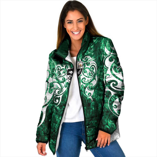 Queensland Maori Kiwi Personalised Padded Jacket Kikirangi Papua Shell Maori Tribal Tattoo - Aussie Hoodie