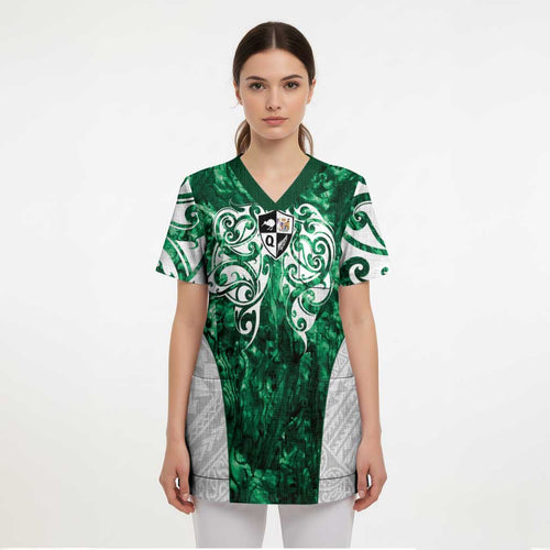 Queensland Maori Kiwi Personalised Scrub Top Kikirangi Papua Shell Maori Tribal Tattoo - Aussie Hoodie