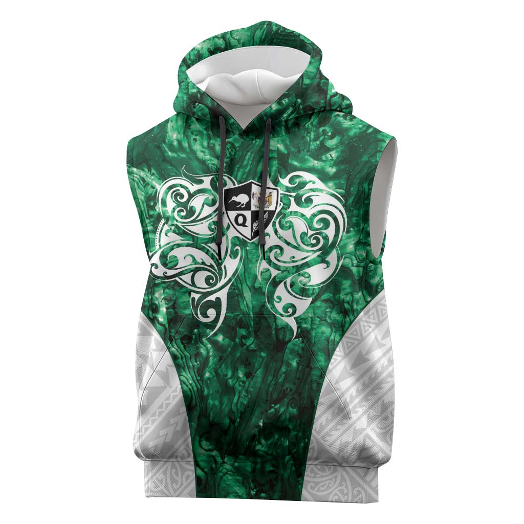 Queensland Maori Kiwi Personalised Sleeveless Hoodie Kikirangi Papua Shell Maori Tribal Tattoo - Aussie Hoodie