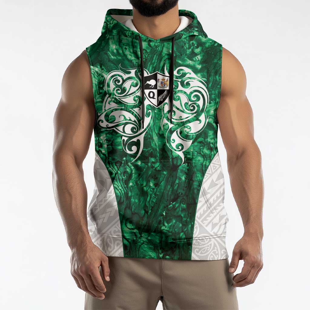 Queensland Maori Kiwi Personalised Sleeveless Hoodie Kikirangi Papua Shell Maori Tribal Tattoo - Aussie Hoodie
