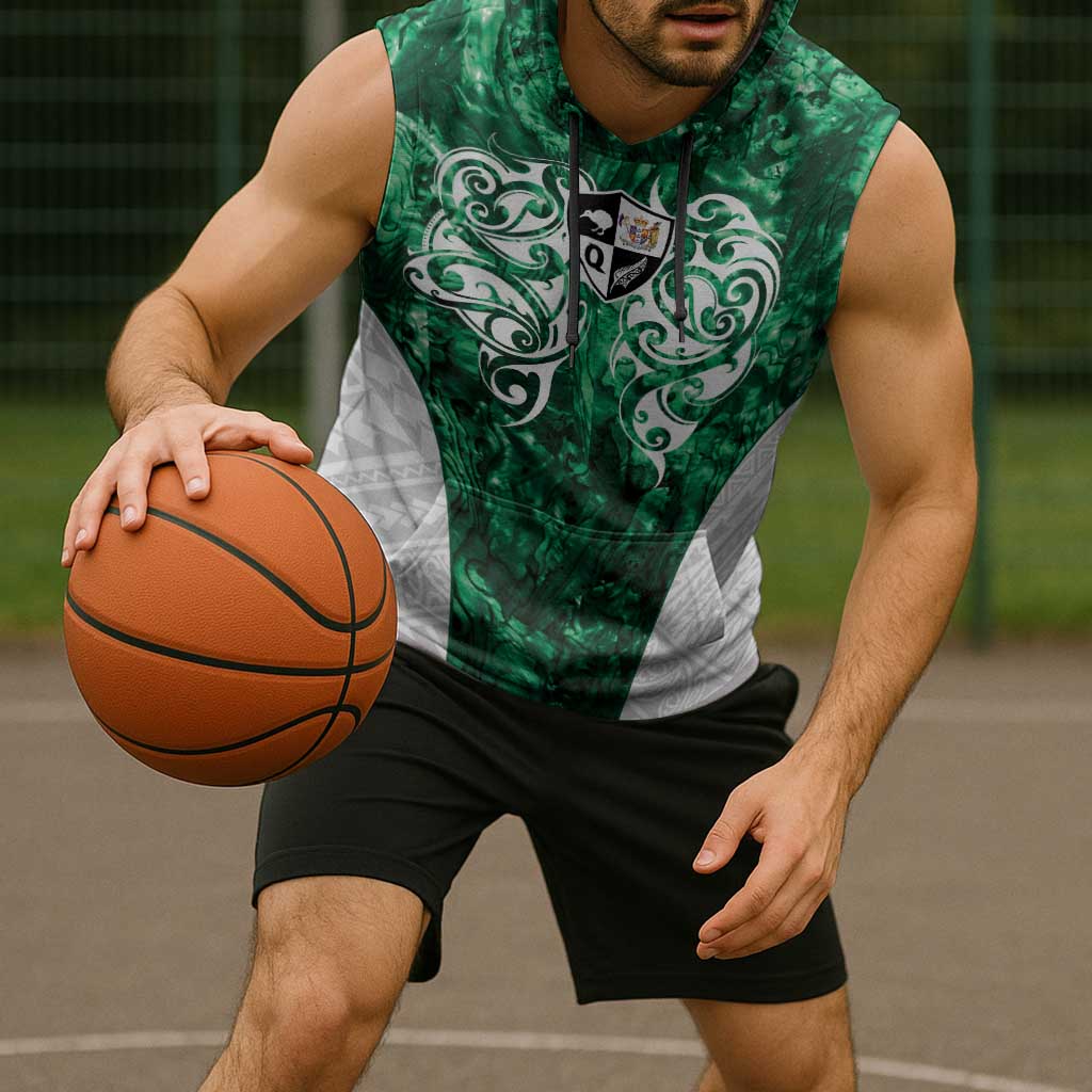 Queensland Maori Kiwi Personalised Sleeveless Hoodie Kikirangi Papua Shell Maori Tribal Tattoo - Aussie Hoodie