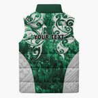 Queensland Maori Kiwi Personalised Sleeveless Puffer Jacket Kikirangi Papua Shell Maori Tribal Tattoo - Aussie Hoodie