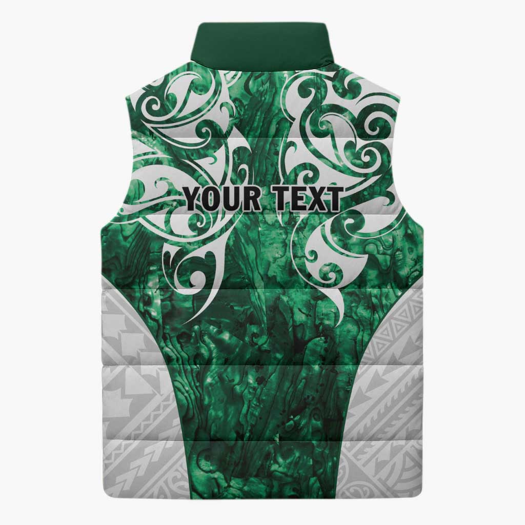 Queensland Maori Kiwi Personalised Sleeveless Puffer Jacket Kikirangi Papua Shell Maori Tribal Tattoo - Aussie Hoodie