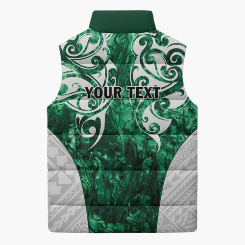 Queensland Maori Kiwi Personalised Sleeveless Puffer Jacket Kikirangi Papua Shell Maori Tribal Tattoo - Aussie Hoodie