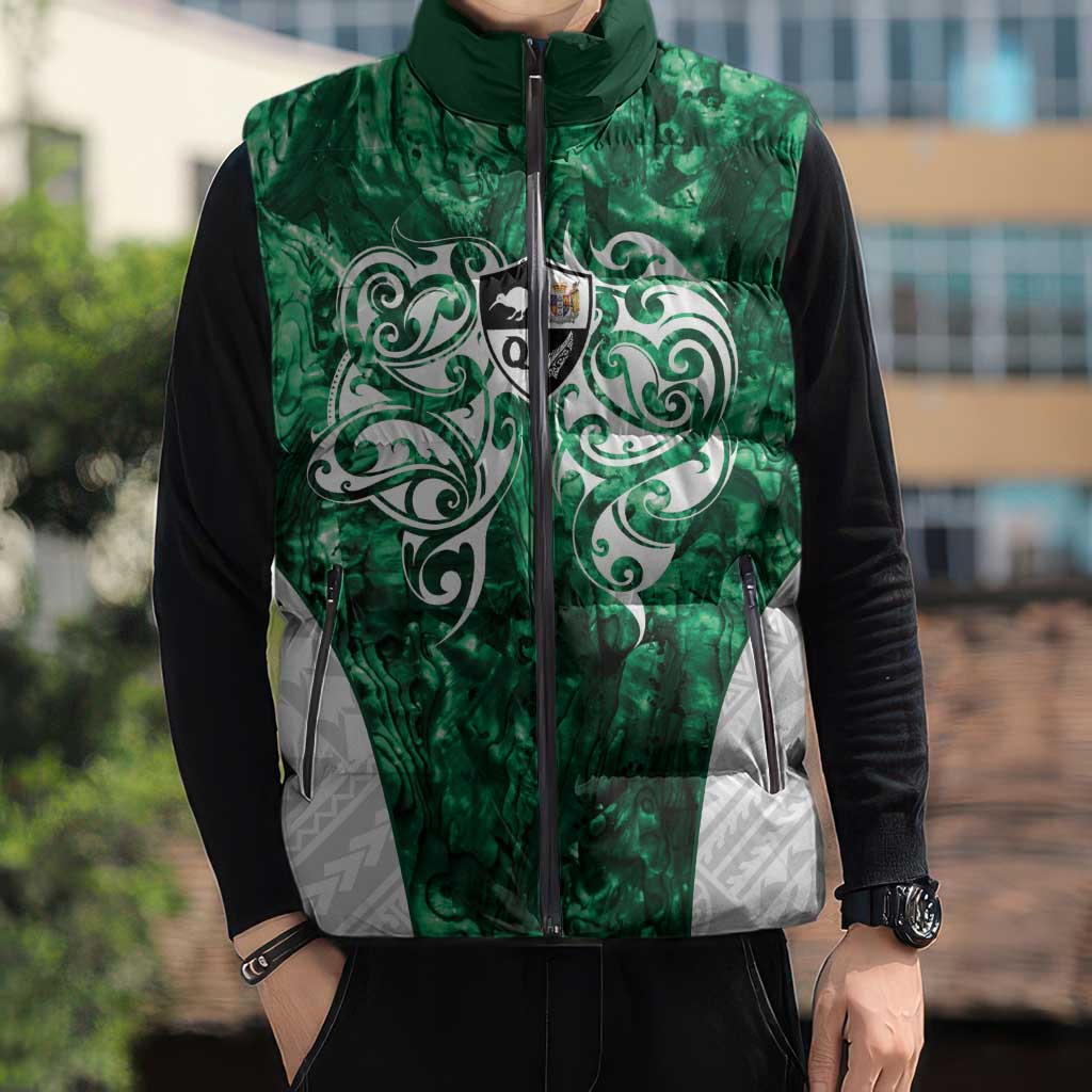 Queensland Maori Kiwi Personalised Sleeveless Puffer Jacket Kikirangi Papua Shell Maori Tribal Tattoo - Aussie Hoodie