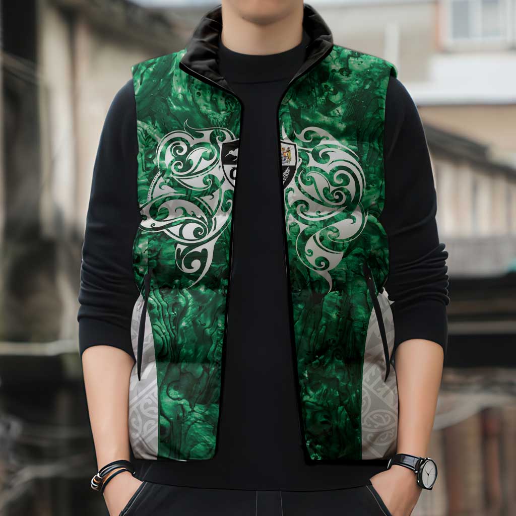 Queensland Maori Kiwi Personalised Sleeveless Puffer Jacket Kikirangi Papua Shell Maori Tribal Tattoo - Aussie Hoodie