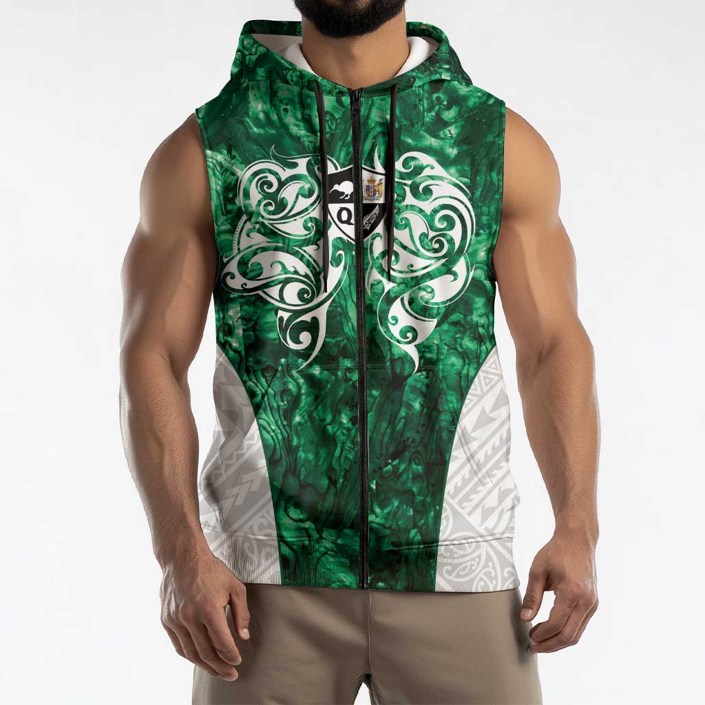 Queensland Maori Kiwi Personalised Sleeveless Zip Hoodie Kikirangi Papua Shell Maori Tribal Tattoo LT9