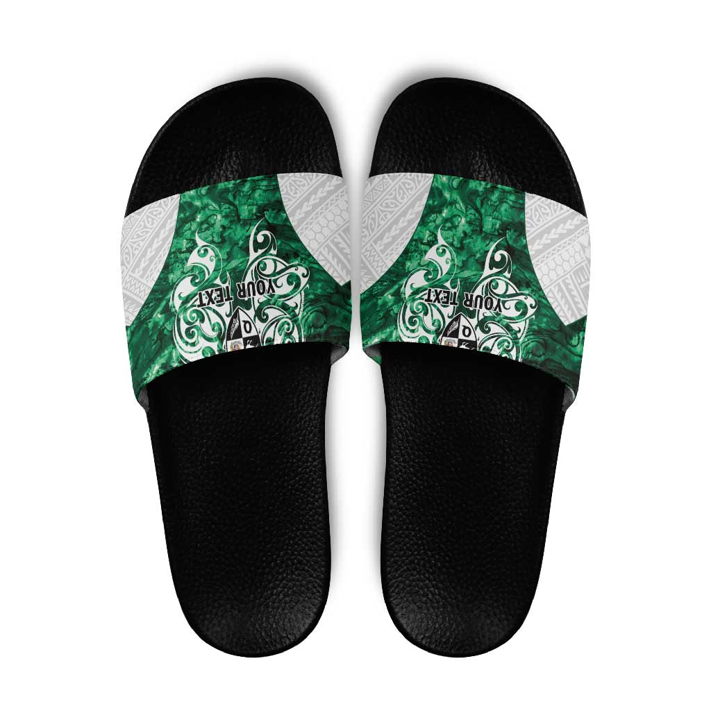 Queensland Maori Kiwi Personalised Slide Sandals Kikirangi Papua Shell Maori Tribal Tattoo - Aussie Hoodie