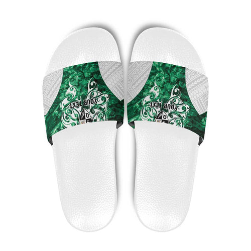 Queensland Maori Kiwi Personalised Slide Sandals Kikirangi Papua Shell Maori Tribal Tattoo - Aussie Hoodie