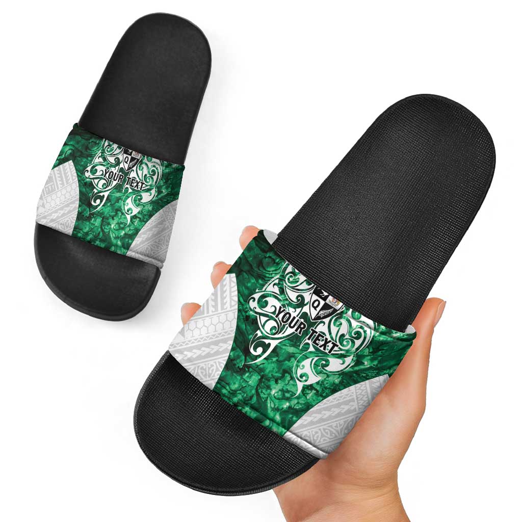 Queensland Maori Kiwi Personalised Slide Sandals Kikirangi Papua Shell Maori Tribal Tattoo - Aussie Hoodie