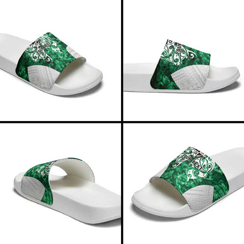 Queensland Maori Kiwi Personalised Slide Sandals Kikirangi Papua Shell Maori Tribal Tattoo - Aussie Hoodie