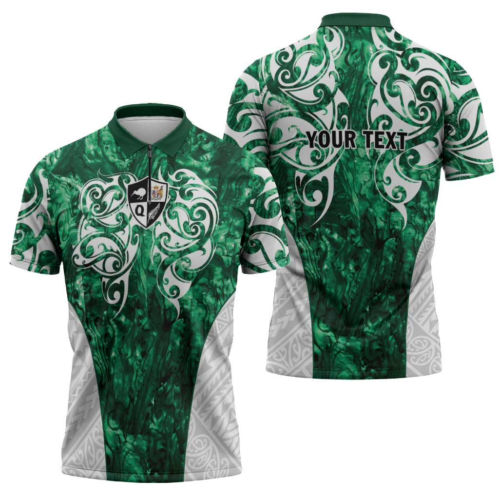 Queensland Maori Kiwi Personalised Zipper Polo Shirt Kikirangi Papua Shell Maori Tribal Tattoo - Aussie Hoodie