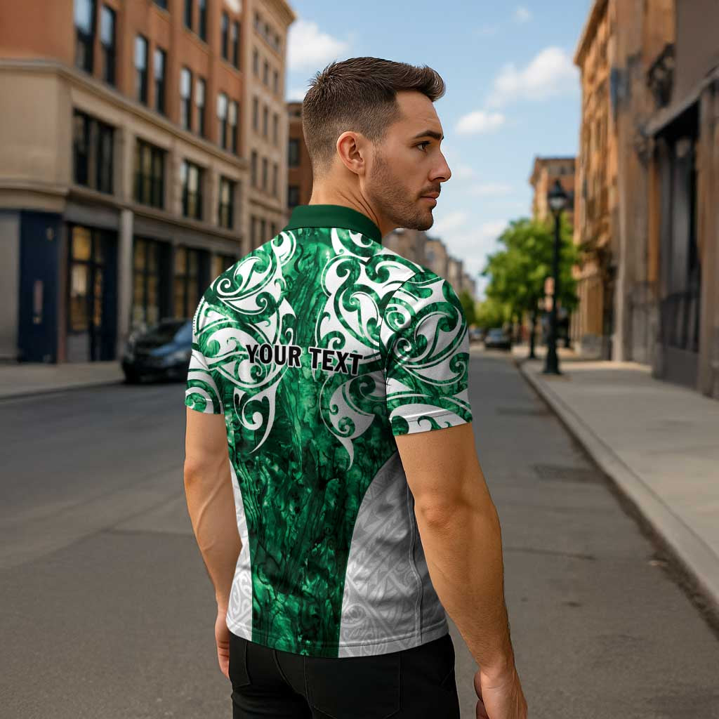 Queensland Maori Kiwi Personalised Zipper Polo Shirt Kikirangi Papua Shell Maori Tribal Tattoo - Aussie Hoodie