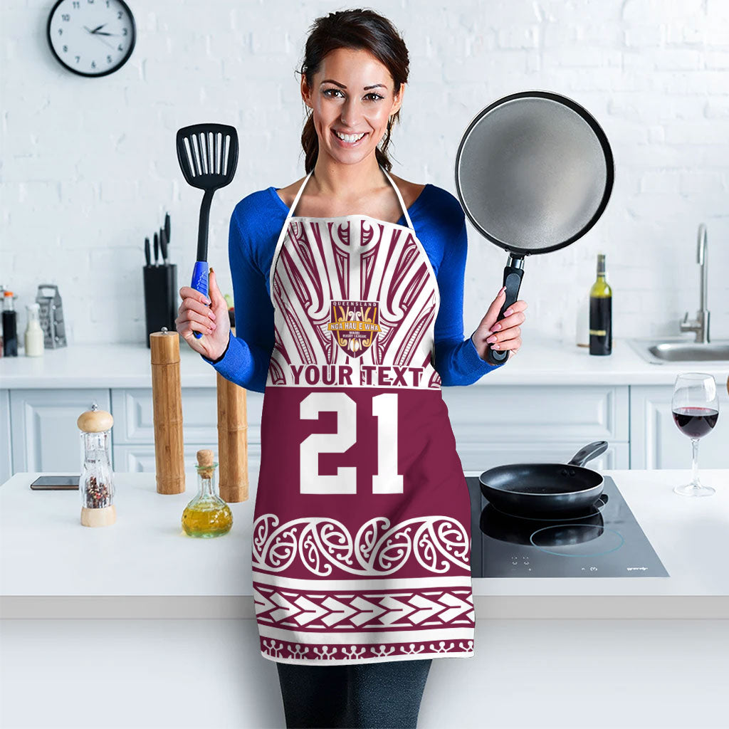 Queensland Maori Nga Hau E Wha Custom Apron Polynesian Maori Tribal Pattern - Aussie Hoodie