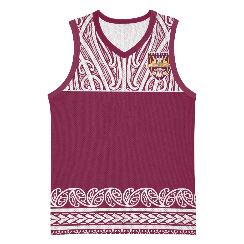 Queensland Maori Nga Hau E Wha Custom Basketball Jersey Polynesian Maori Tribal Pattern - Aussie Hoodie