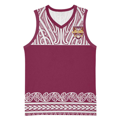 Queensland Maori Nga Hau E Wha Custom Basketball Jersey Polynesian Maori Tribal Pattern - Aussie Hoodie