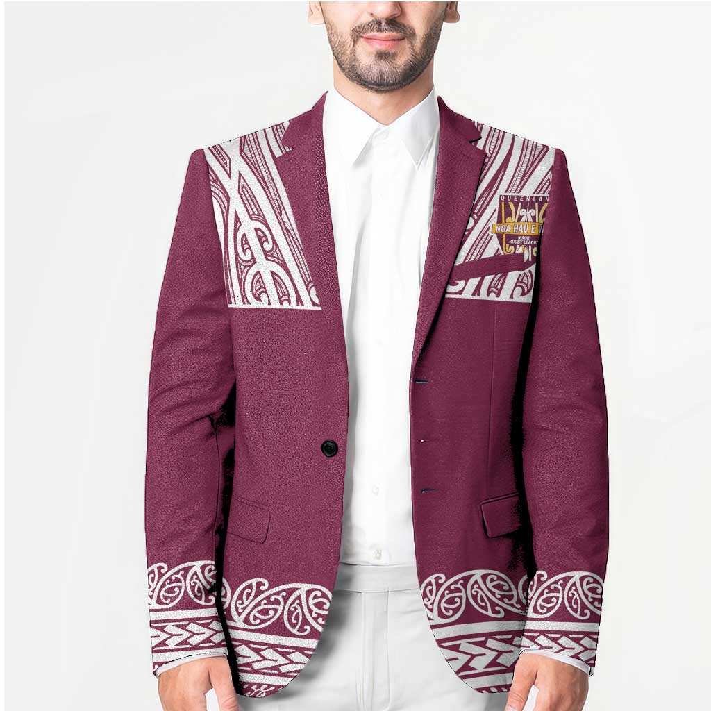 Queensland Maori Nga Hau E Wha Custom Blazer Polynesian Maori Tribal Pattern - Aussie Hoodie
