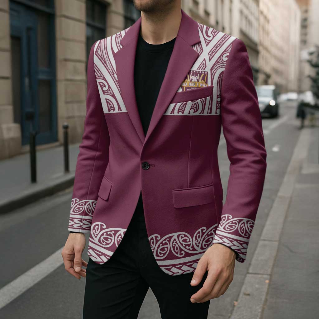Queensland Maori Nga Hau E Wha Custom Blazer Polynesian Maori Tribal Pattern - Aussie Hoodie