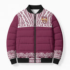 Queensland Maori Nga Hau E Wha Custom Bomber Puffer Jacket Polynesian Maori Tribal Pattern - Aussie Hoodie