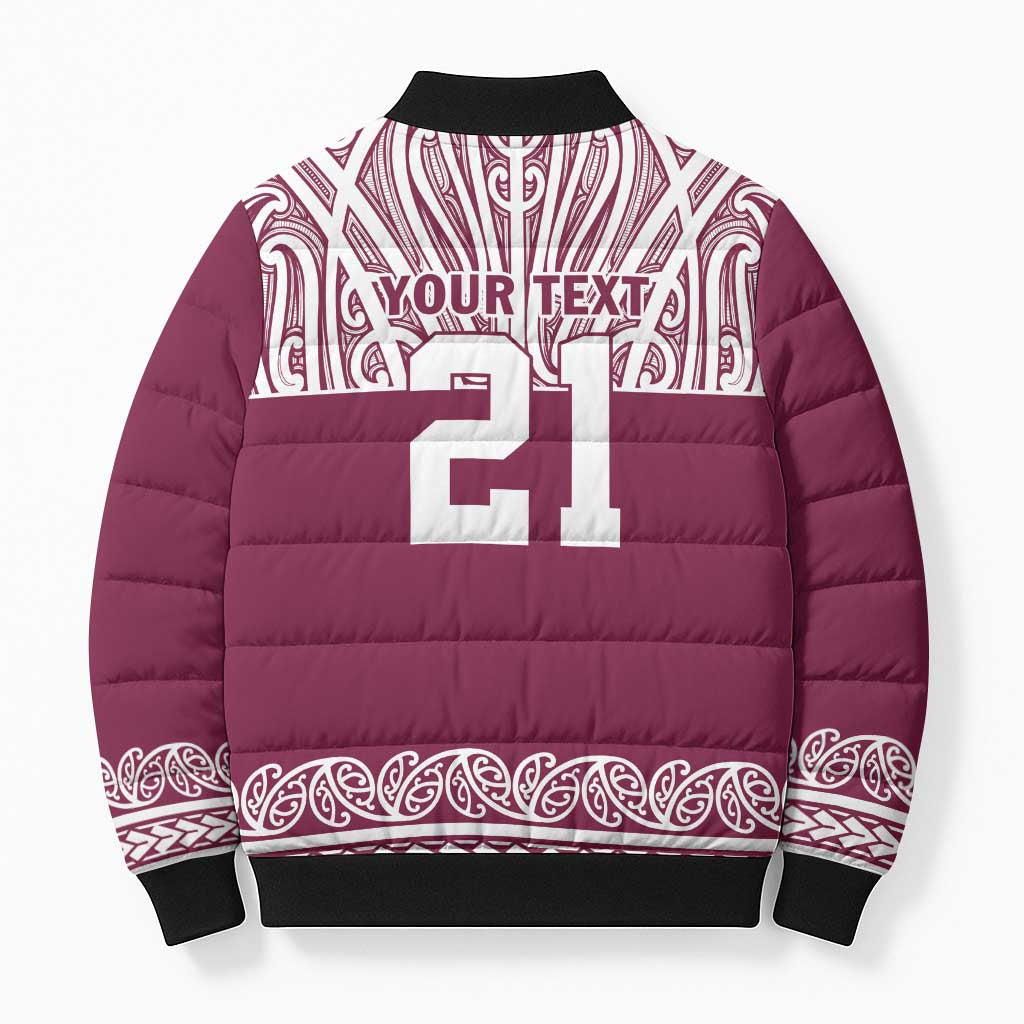 Queensland Maori Nga Hau E Wha Custom Bomber Puffer Jacket Polynesian Maori Tribal Pattern - Aussie Hoodie