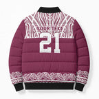 Queensland Maori Nga Hau E Wha Custom Bomber Puffer Jacket Polynesian Maori Tribal Pattern - Aussie Hoodie