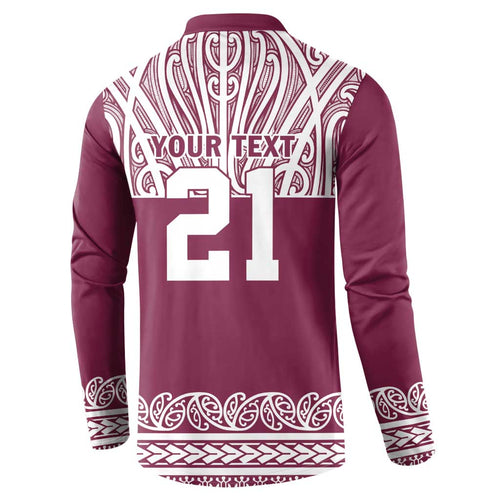 Queensland Maori Nga Hau E Wha Custom Button Sweatshirt Polynesian Maori Tribal Pattern