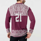 Queensland Maori Nga Hau E Wha Custom Button Sweatshirt Polynesian Maori Tribal Pattern