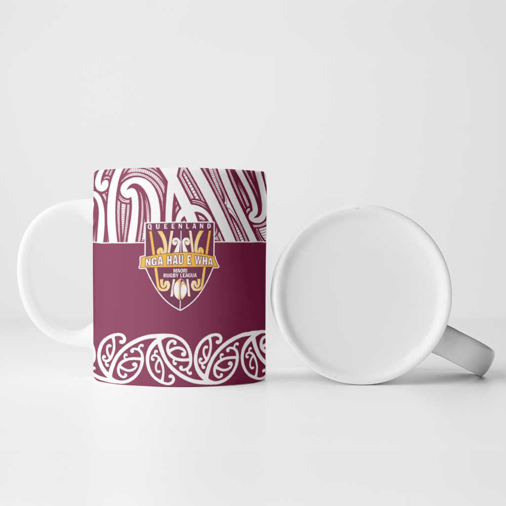Queensland Maori Nga Hau E Wha Custom Ceramic Mug Polynesian Maori Tribal Pattern - Aussie Hoodie
