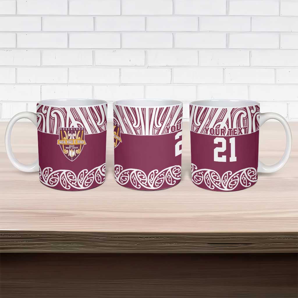 Queensland Maori Nga Hau E Wha Custom Ceramic Mug Polynesian Maori Tribal Pattern - Aussie Hoodie