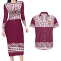 Queensland Maori Nga Hau E Wha Custom Couples Matching Long Sleeve Bodycon Dress and Hawaiian Shirt Polynesian Maori Tribal Pattern