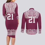 Queensland Maori Nga Hau E Wha Custom Couples Matching Long Sleeve Bodycon Dress and Long Sleeve Button Shirt Polynesian Maori Tribal Pattern