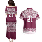 Queensland Maori Nga Hau E Wha Custom Couples Matching Puletasi and Hawaiian Shirt Polynesian Maori Tribal Pattern