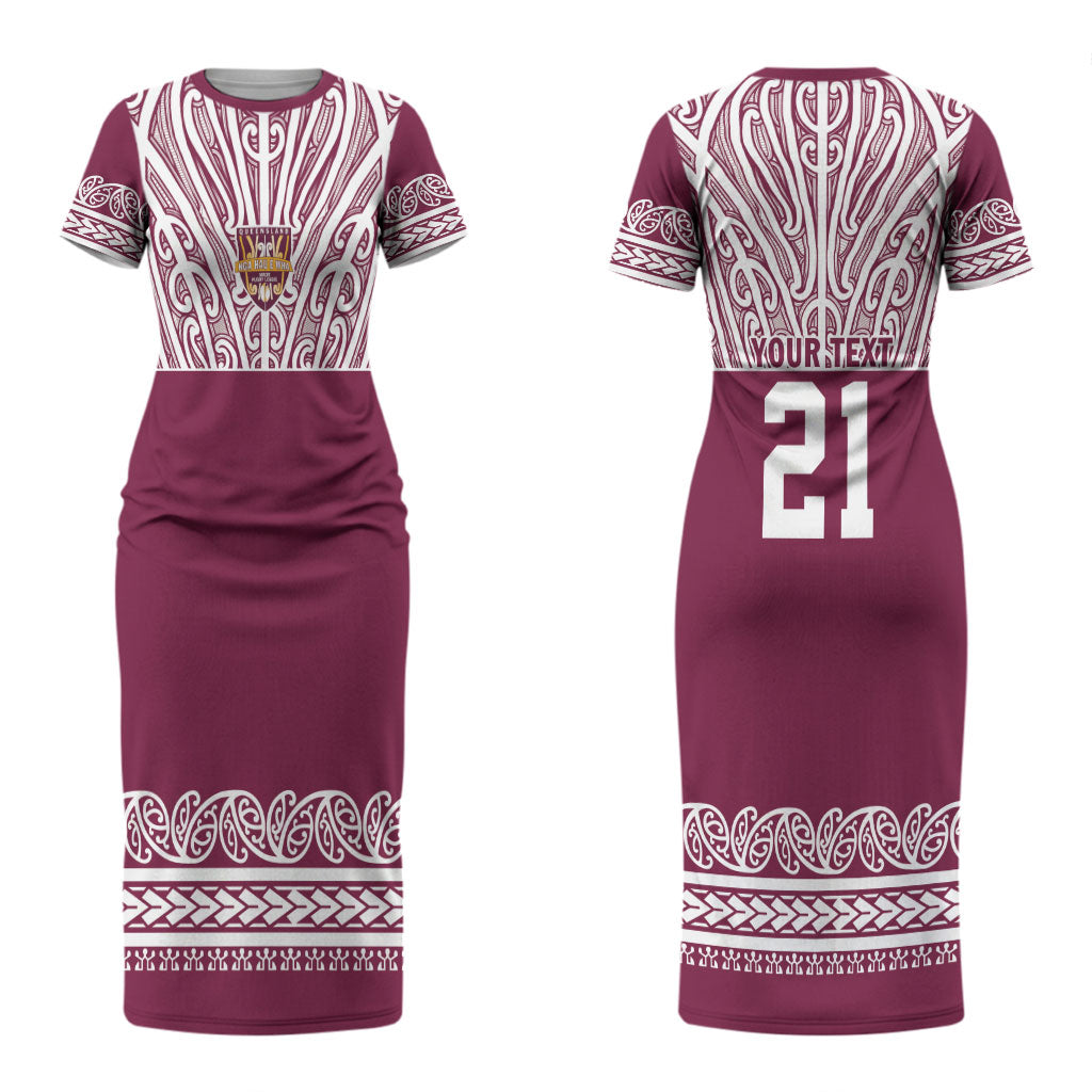 Queensland Maori Nga Hau E Wha Custom Couples Matching Short Sleeve Bodycon Dress and Long Sleeve Button Shirt Polynesian Maori Tribal Pattern LT9