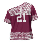 Queensland Maori Nga Hau E Wha Custom Cross Shoulder Shirt Polynesian Maori Tribal Pattern - Aussie Hoodie