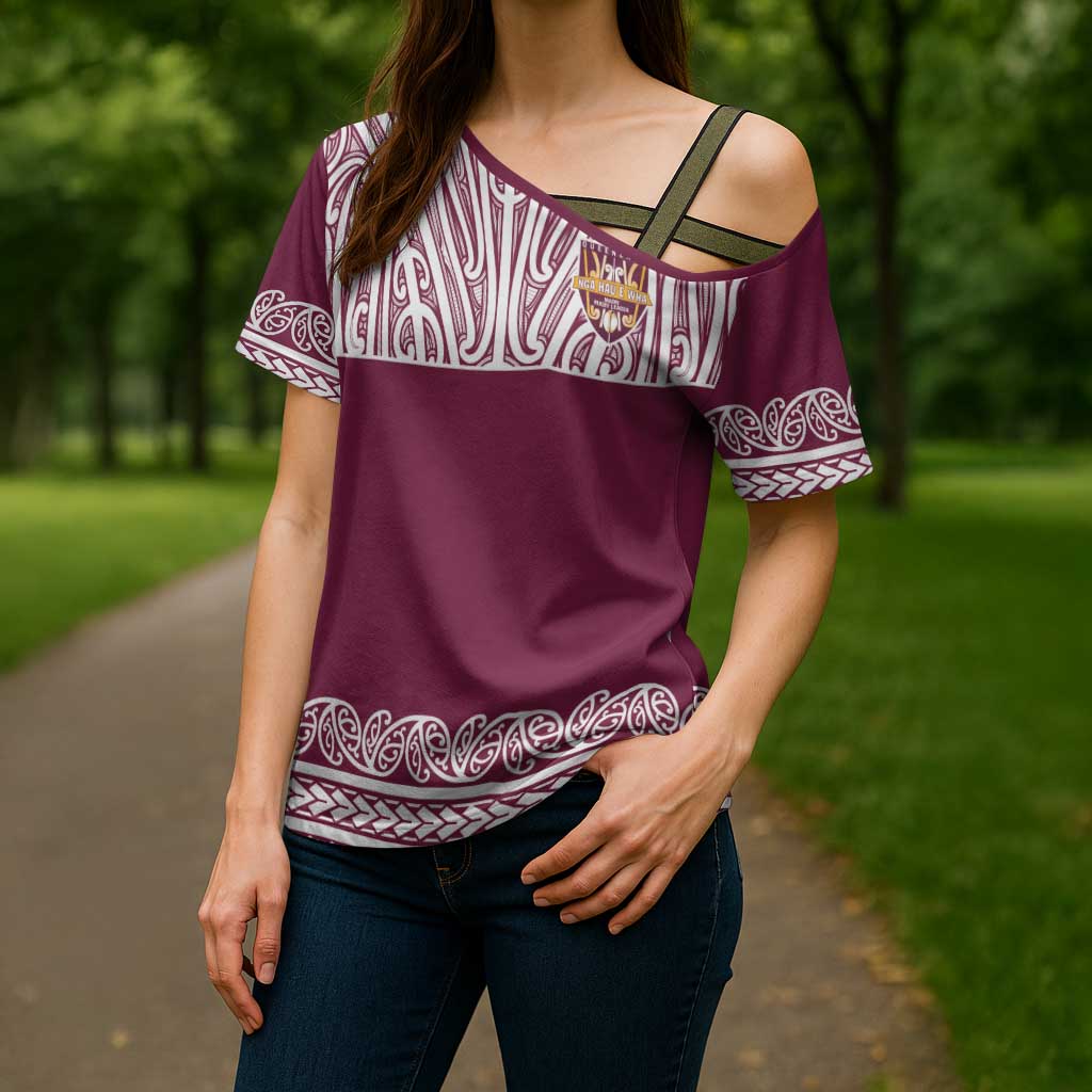 Queensland Maori Nga Hau E Wha Custom Cross Shoulder Shirt Polynesian Maori Tribal Pattern - Aussie Hoodie