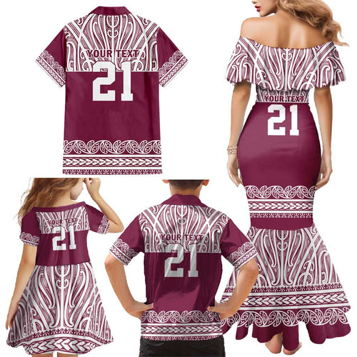 Queensland Maori Nga Hau E Wha Custom Family Matching Mermaid Dress and Hawaiian Shirt Polynesian Maori Tribal Pattern