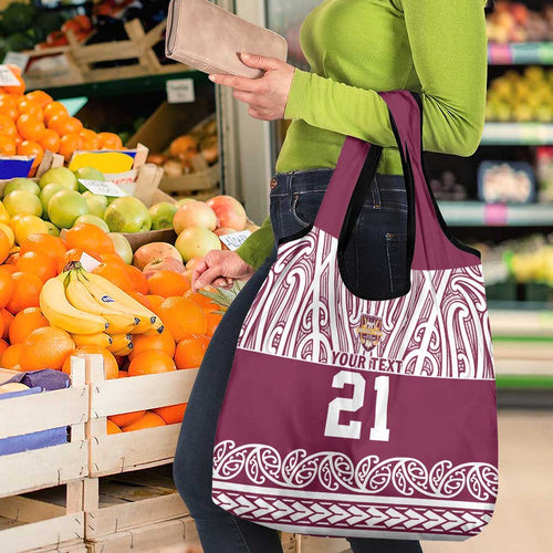 Queensland Maori Nga Hau E Wha Custom Grocery Bag Polynesian Maori Tribal Pattern