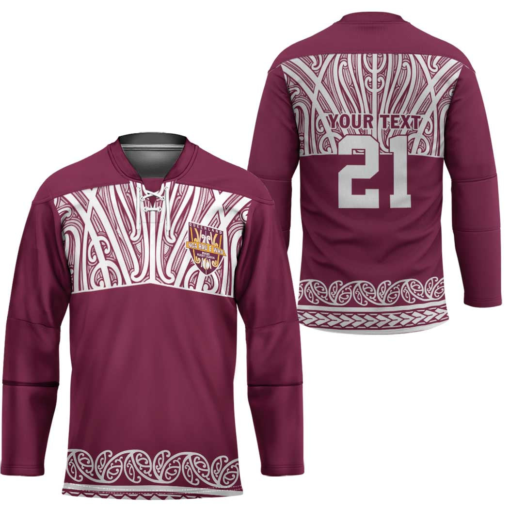 Queensland Maori Nga Hau E Wha Custom Hockey Jersey Polynesian Maori Tribal Pattern - Aussie Hoodie
