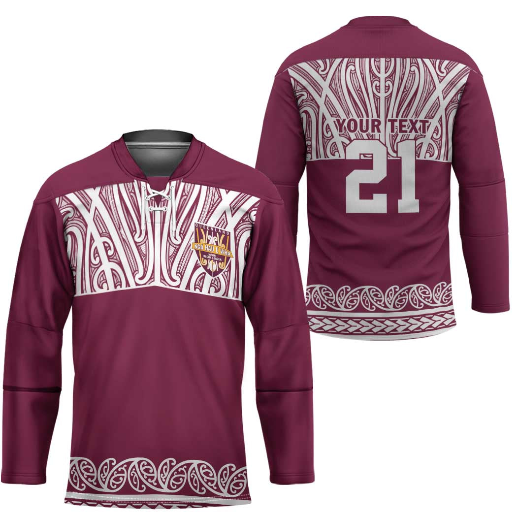 Queensland Maori Nga Hau E Wha Custom Hockey Jersey Polynesian Maori Tribal Pattern - Aussie Hoodie