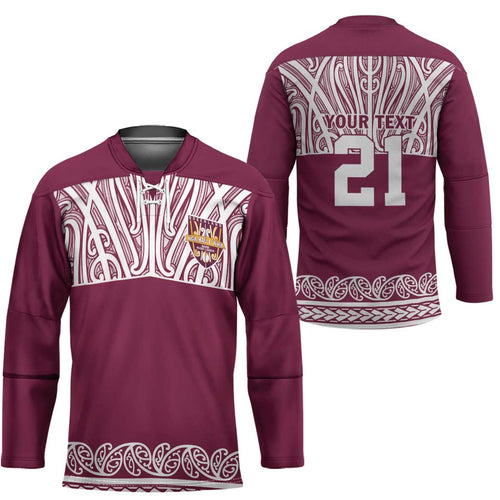 Queensland Maori Nga Hau E Wha Custom Hockey Jersey Polynesian Maori Tribal Pattern - Aussie Hoodie