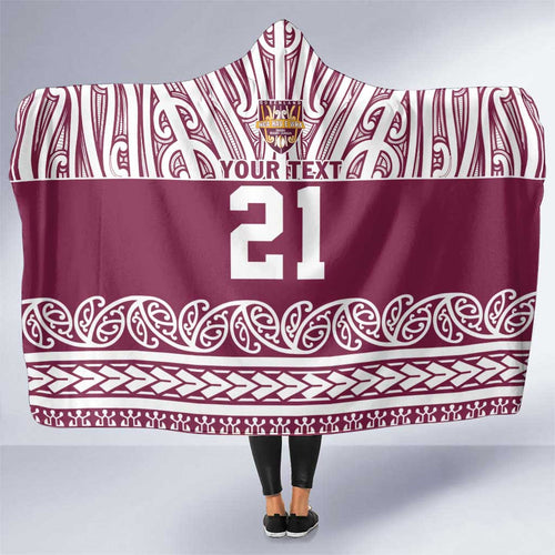 Queensland Maori Nga Hau E Wha Custom Hooded Blanket Polynesian Maori Tribal Pattern