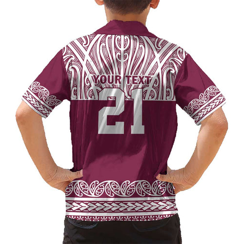 Queensland Maori Nga Hau E Wha Custom Kid Hawaiian Shirt Polynesian Maori Tribal Pattern